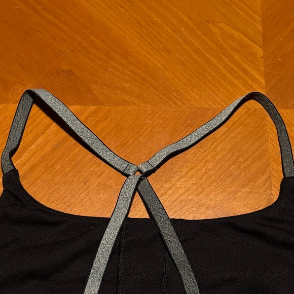 Athleta Essence Black with Metallic Silver Cage Back Sports Bra - Picture 4 of 7